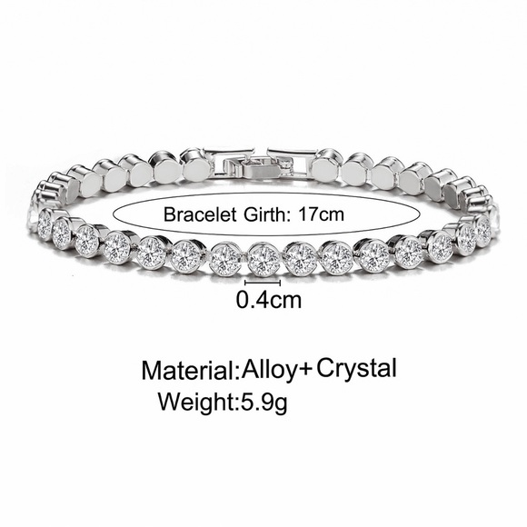 Silver & Crystal 1-Layer Prom Bridal Bracelet - Picture 7 of 7